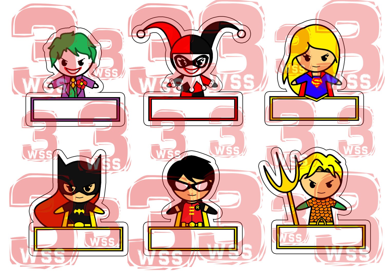 name tags superhero templates as toppers or stickers for etsy
