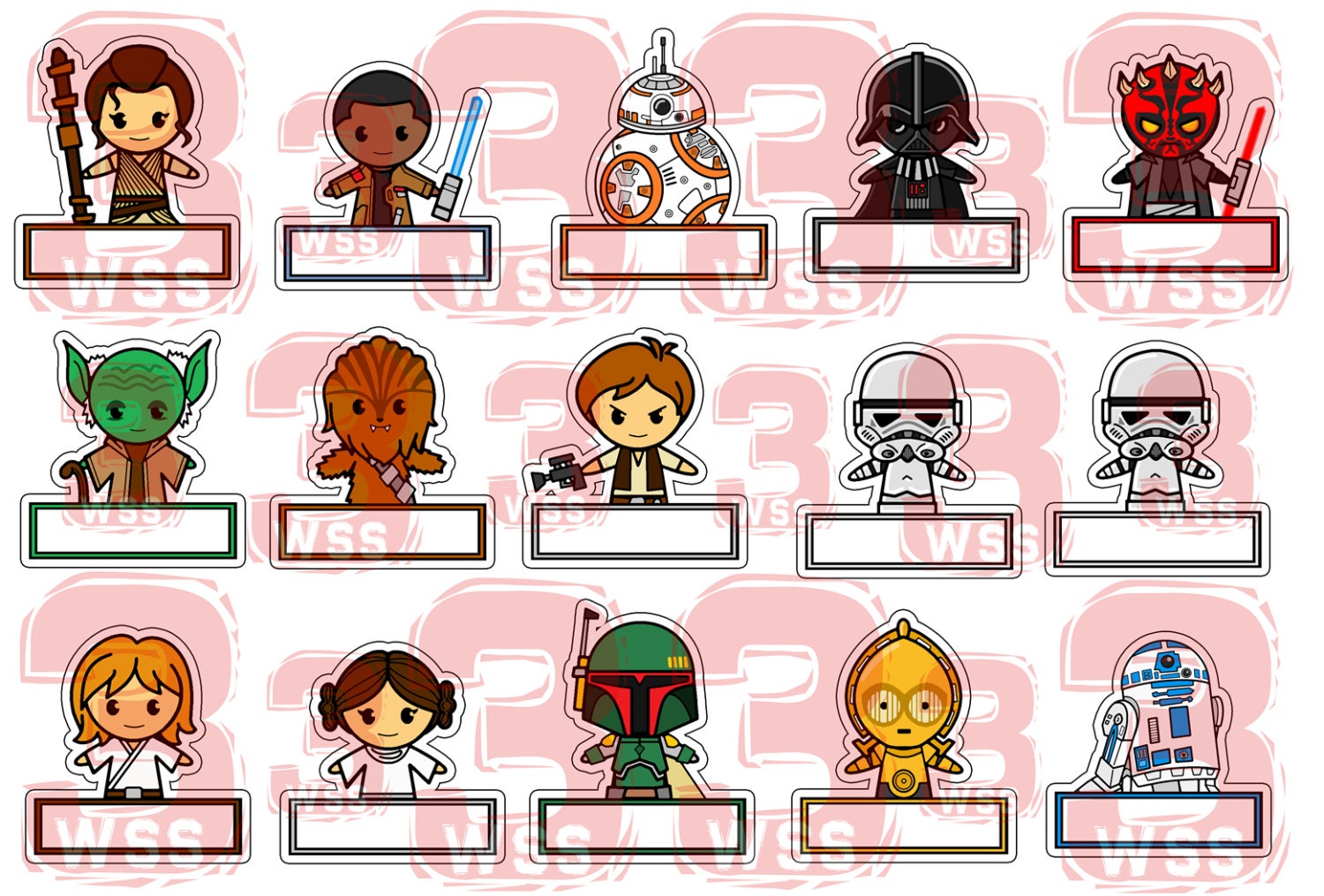 Name Tags Star Wars Templates as Toppers or Stickers for - Etsy