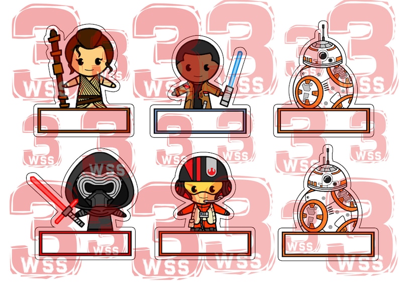name tags star wars templates as toppers or stickers for