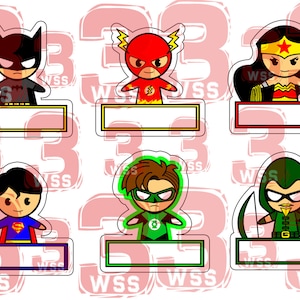 Name Tags Superhero Templates as toppers or stickers for parties
