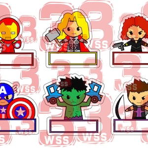 Name Tags Superhero Templates as toppers or stickers for parties