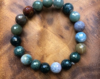 Hand-Cut Fancy Jasper Bracelet | Crystal Stacking Bracelets | Genuine Crystal Bracelets | Crystal Healing Bracelets | Gemstone Bracelets