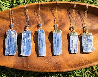 Blue Kyanite Bar Necklace  | Crystal Gift | Pendant | Healing Crystals | Crystal Necklace