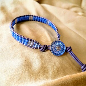 Handmade turquoise and silver leather wrap bracelet
