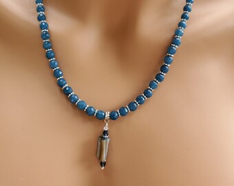 Aqua stone and silver necklace