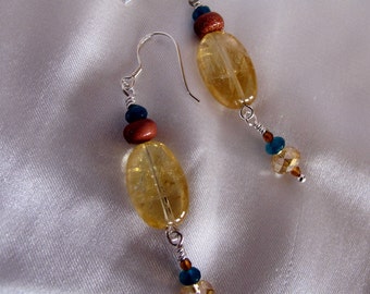 Handmade citrine dangle earrings