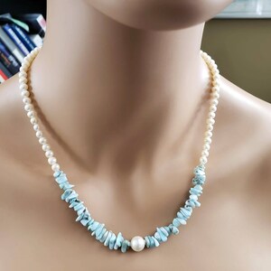 Pearl and larimar necklace