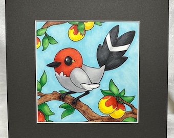 Fletchling Fan Art- Pre-matted, 8"x8"