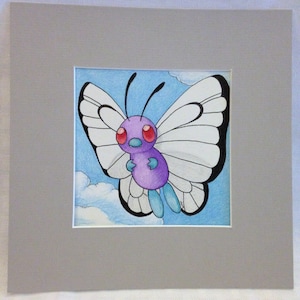 Butterfree Fan Art- Pre-matted, 8&quot;x8&quot;