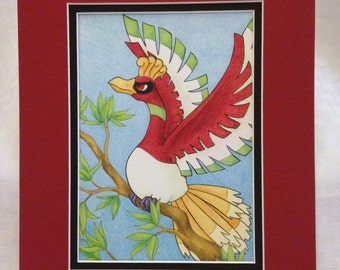 Ho-Oh Original Fan Art - Pre-matted to 8"x10"