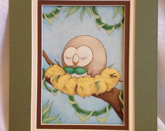 Rowlet Original Fan Art - Prematted to 8"x10"