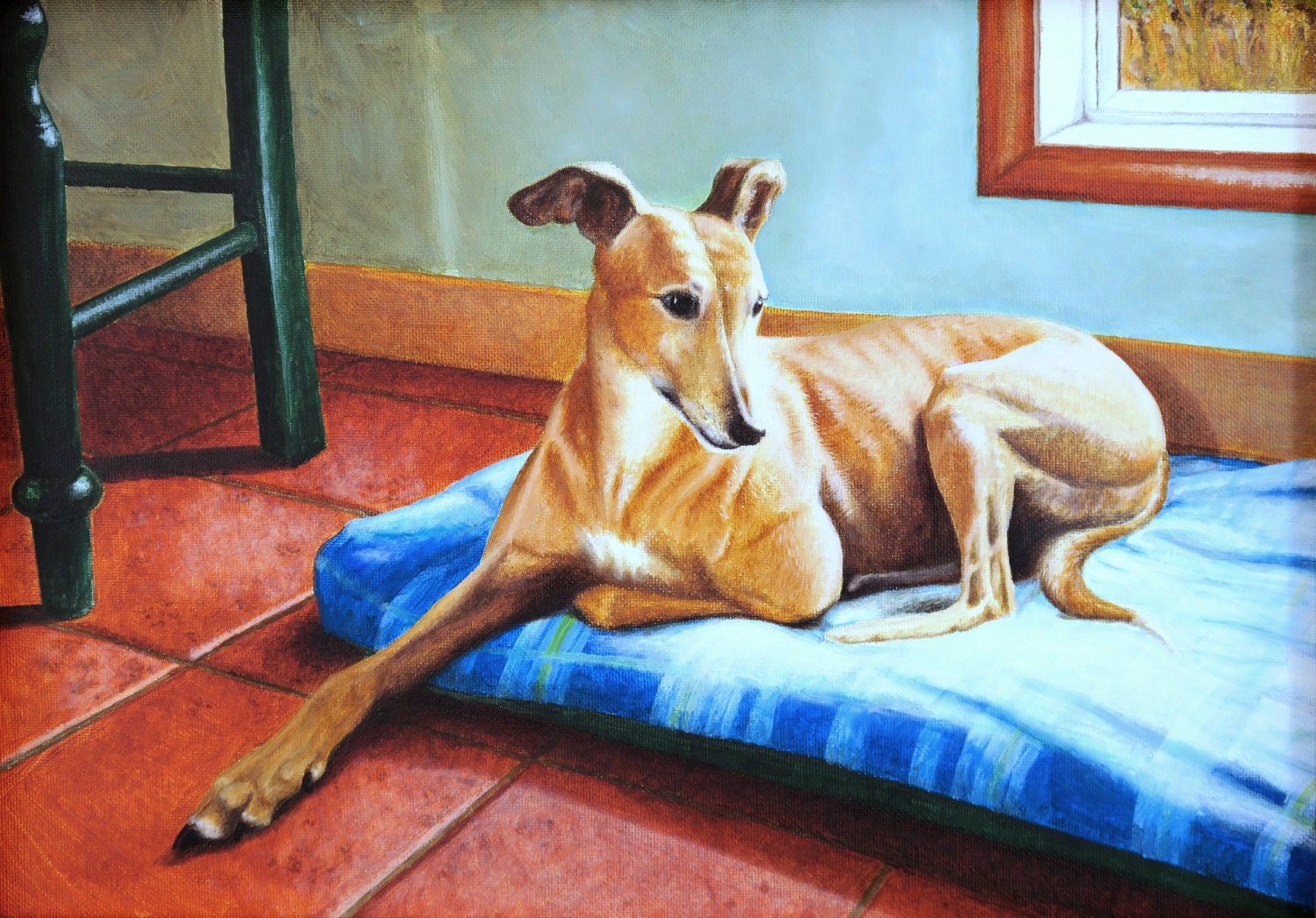 Greyhound Print of Original Oil Painting Etsy