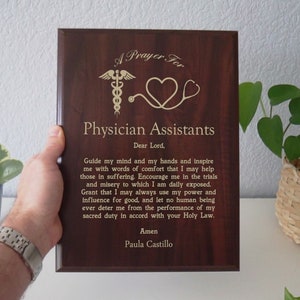 Physician Assistant Prayer Plaque | Personalized PA Gift | A Physician Assistant's Prayer for Medical Professionals during National PA Week