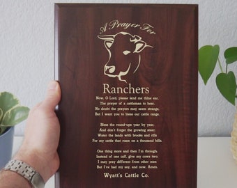 Rancher's Prayer Plaque | Cattleman Gift | Personalized Cattle Gift | A Ranchers Prayer