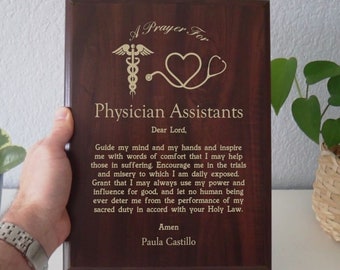 Physician Assistant Prayer Plaque | Personalized PA Gift | A Physician Assistant's Prayer for Medical Professionals during National PA Week