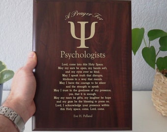 Psychologist Prayer Plaque | Personalized Psychologist Gift | Psychologist's Prayer for Mental Health Professionals ψ Psi Psychology Present