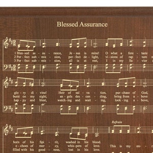 Blessed Assurance Hymn Print | Christian Hymnal Wall Art, Christian Gifts Wood Sign Plaque by Fanny Crosby