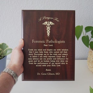 Forensic Pathologists Prayer Plaque | Personalized Pathologists Gift | A Prayer for Forensic Medicine, Coroners, and Medical Examiners