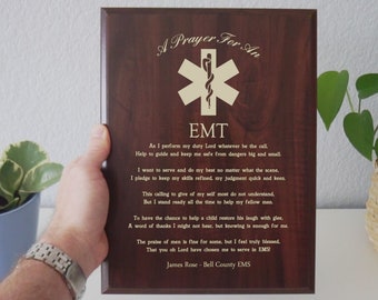 EMT Prayer Plaque | Courage Racing Toward Emergencies Everyone Else Flees From