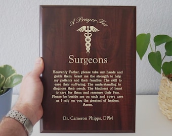 Surgeon Prayer Plaque | Personalized Surgeons Gift | A Surgeon&#39;s Prayer for Medical Professionals during National Physicians Week