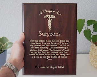 Surgeon Prayer Plaque | Personalized Surgeons Gift | A Surgeon's Prayer for Medical Professionals during National Physicians Week