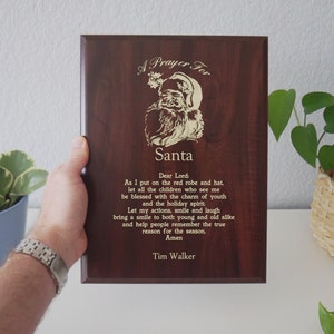 Santa Prayer Plaque | Personalized Mall or Store Santa Gift | Santa Claus Performer Present