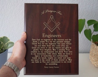 Engineer Prayer Plaque | Personalized Engineers Gift for Student Graduation | An Engineer's Prayer | Civil Mechanical Electrical