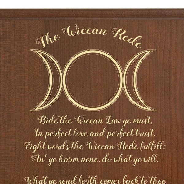 The Wiccan Rede Plaque Triple Goddess - Witch Decor, An 'it harm none - Hecate Moon Design for Maiden, Mother, and Crone