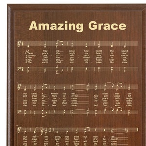 Amazing Grace Hymn Print | Christian Hymnal Wall Art, Christian Gifts Wood Sign Plaque by John Newton