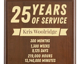 25 Year Work Anniversary Gift Award | 25 Years of Service Employee Recognition Appreciation Plaque | Personalized Gift [Modern]