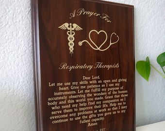 Respiratory Therapist Prayer Plaque | Personalized Accredited RRT LRRT Respiratory Therapy Gift | Respiratory Care Week Present