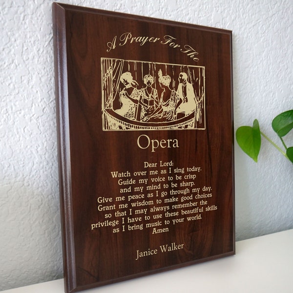 Opera Prayer Plaque | Personalized Opera Singer Gift | Present for Orchestra Performers