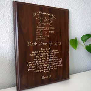 Mathematics Competition Prayer Plaque | Personalized Math Competitor for Math Day, Pi Day, or any Math Teacher Challenge