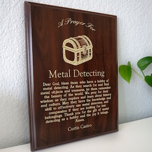 Metal Detector Prayer Plaque | Personalized Metal Detecting Gift | A Detectorists Prayer for TH&#39;ers and Relic Treasure Hunters Hobby