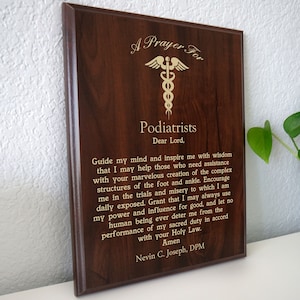 Podiatrist Prayer Plaque | Personalized Podiatry Gift | A DPM Doctor&#39;s Prayer for Foot and Ankle Medical Professionals