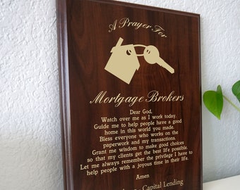 Mortgage Broker Prayer Plaque | Mortgage Broker's Present | Home Loan Certification & Licensing Gift for National MB Day