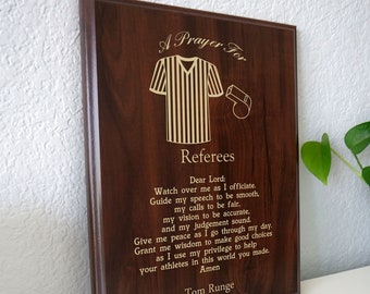 Referee Prayer Plaque | Personalized Sports Referees Gift | Volunteer Referee's or Lineman Sporting Officials Design