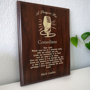 Stand-up Comedy Prayer Plaque | Personalized Stand Up Comedian Gift | Present for Standup Comedians & Comedy Club Performers