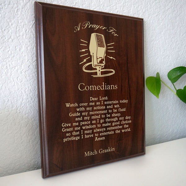 Stand-up Comedy Prayer Plaque | Personalized Stand Up Comedian Gift | Present for Standup Comedians & Comedy Club Performers