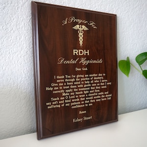 Dental Hygienist Prayer Plaque | Personalized Certified Hygienists Graduation Gift | A CDH CRDH or RDH Dental Hygienist's  Prayer