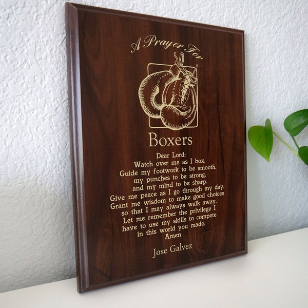 Boxing Prayer Plaque | Personalized Boxers Gift | Collegiate or Amateur Boxing Ring & Glove Design