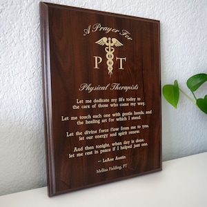 Targa di preghiera per fisioterapista / Regalo personalizzato di fisioterapia (fisioterapia) / Preghiera di un fisioterapista per la laurea in fisioterapia