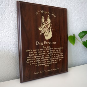 Dog Breeders Prayer Plaque | Personalized Dog Breeders Gift | A Dog Breeder&#39;s Prayer for Kennel Owners