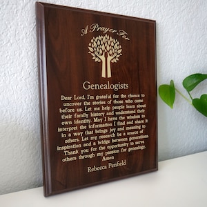 Ahnenforscher Gebetsplakette | Personalisiertes Geschenk für Ahnenforscher | Ein professioneller Ahnenforscher