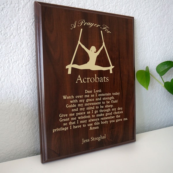 Acrobatics Prayer Plaque | Personalized Acrobat Gift | Acrobat's Present