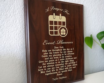 Event Planners Prayer Plaque | Personalized Event Planner Gift | An Event Planning Prayer for Hospitality Coordinator Professionals