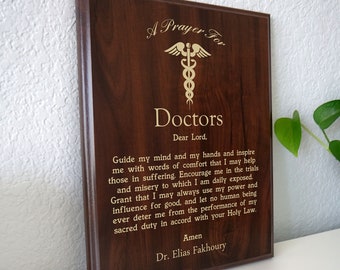 Doctors Prayer Plaque | Personalized Doctor Gift | A Doctor's Prayer for Medical Professionals on National Physicians Week or Medical School