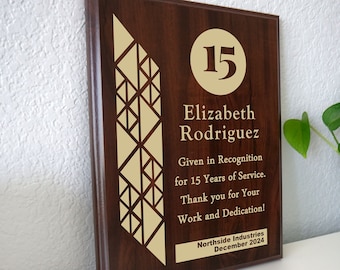 15 Year Work Anniversary Gift  Award | Fifteen Years of Service Employee Recognition Appreciation Plaque Personalized Workiversary[Triangle]