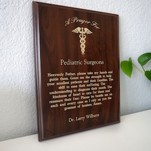 Pediatric Surgeon Prayer Plaque | Personalized Pediatric Surgery Gift