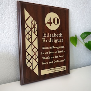 40 Year Work Anniversary Gift Award | Forty Years of Service Employee Recognition Appreciation Plaque | Personalized Workiversary [Triangle]